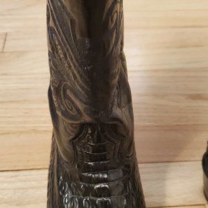 Roger Boots - In Black Croc Embossed Leather women size USA 8.